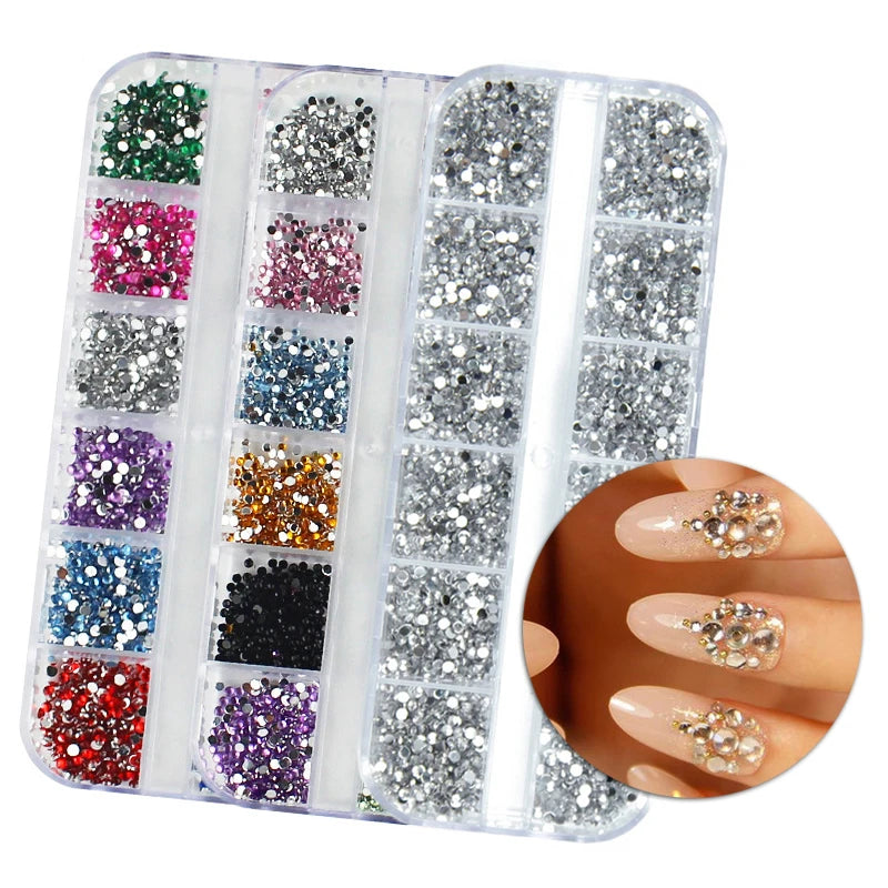Dazzling Diamond Nail Gems – 3000PCS Flat Back Rhinestones for 3D Nail Art & Tips