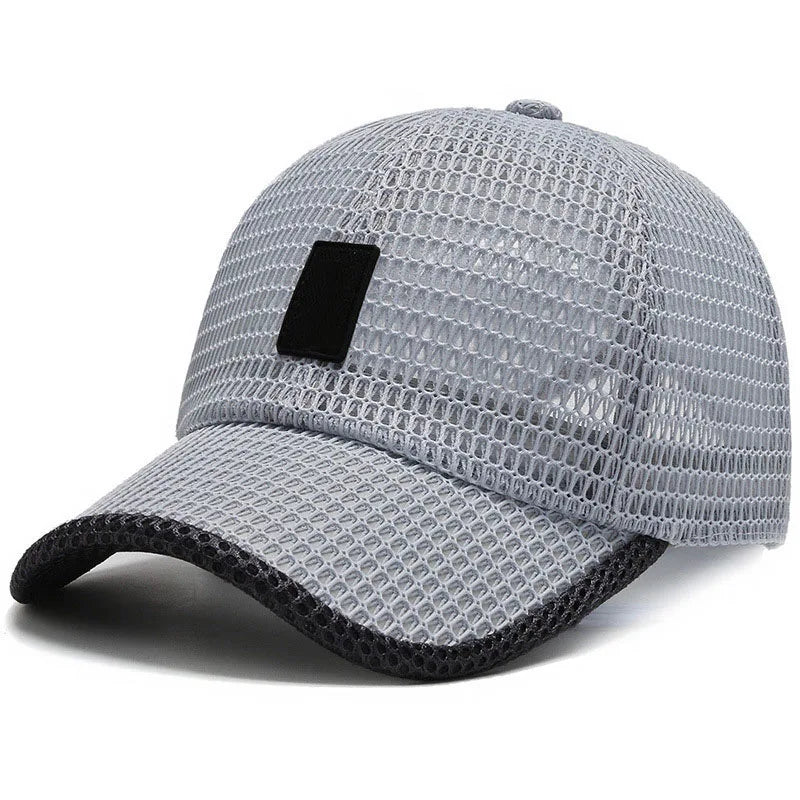 Summer Men Fishing Baseball Cap Casual Breathable Mesh Snapback Hat Man Black Sport Adjustable Sun Hat