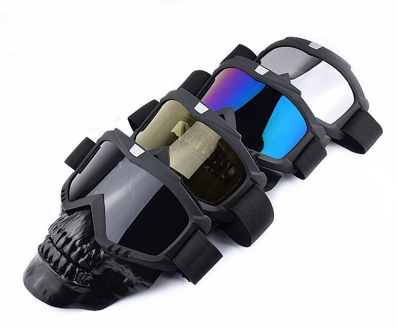 Motorcycle Face Mask Skull Open Face Helmet Mask Anti-UV Dust Helmets Goggles Vintage Mask Men Balaclava Winter Ski Face Shield