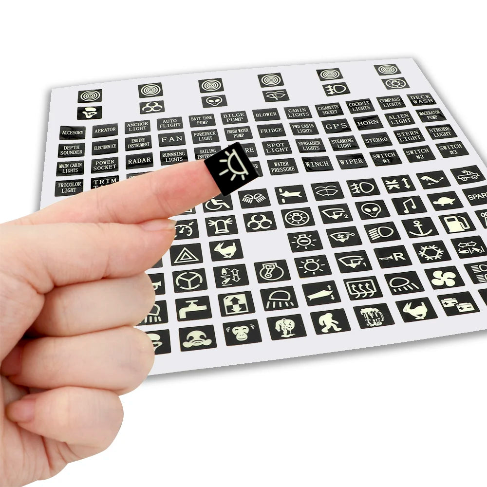 Luminous Car Stickers Dashboard Instrument Light Switch Panel Label Film Auto Accessories for Trailer Truck Marine Boat Caravan