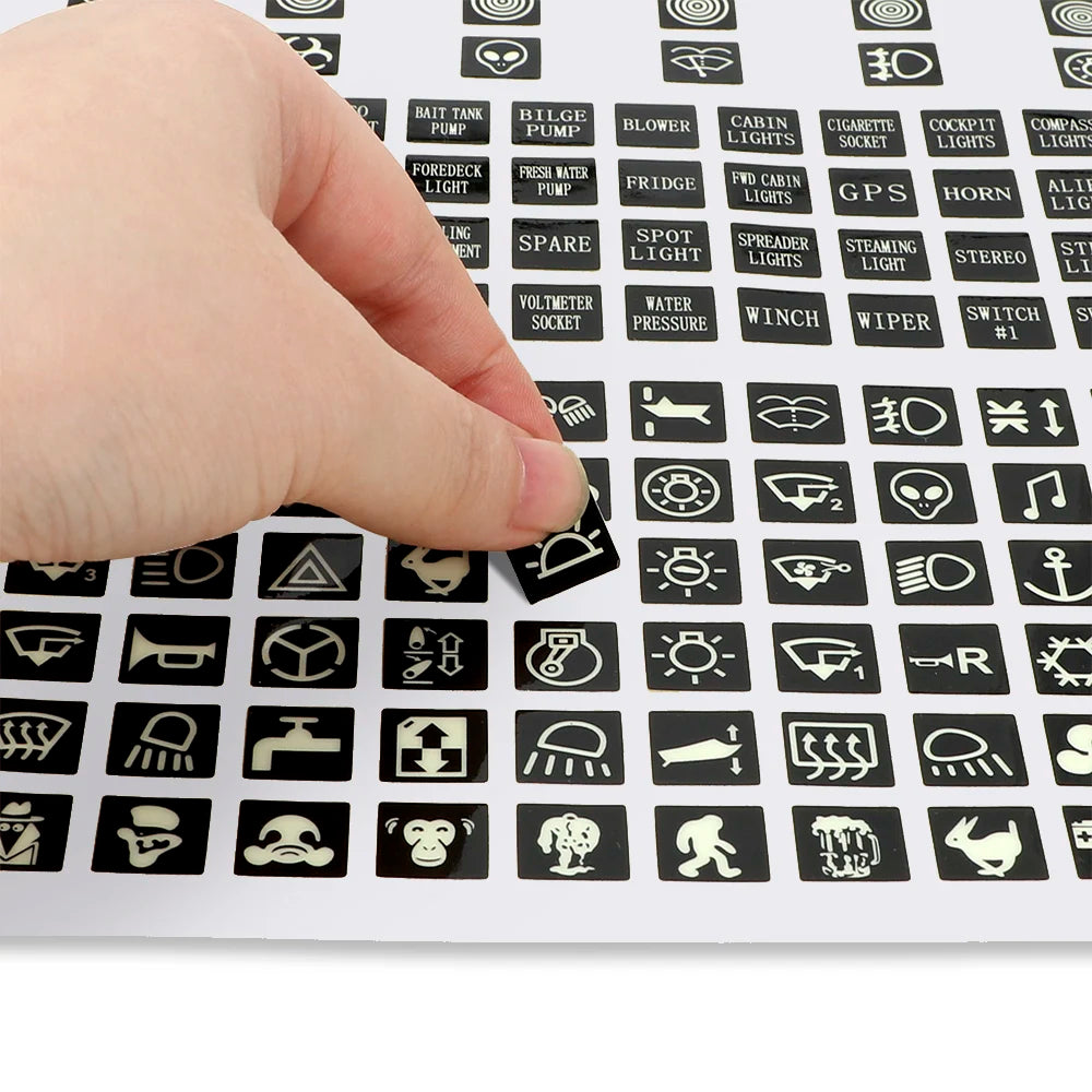 Luminous Car Stickers Dashboard Instrument Light Switch Panel Label Film Auto Accessories for Trailer Truck Marine Boat Caravan