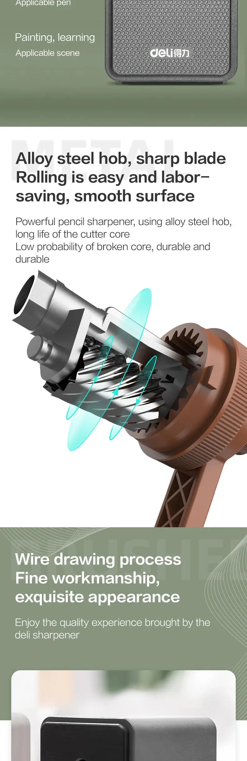 DELI Adjustable Pencil Sharpener – Hand Crank Table Machine with Long-Lasting Blade for School, Office & Art Supplies