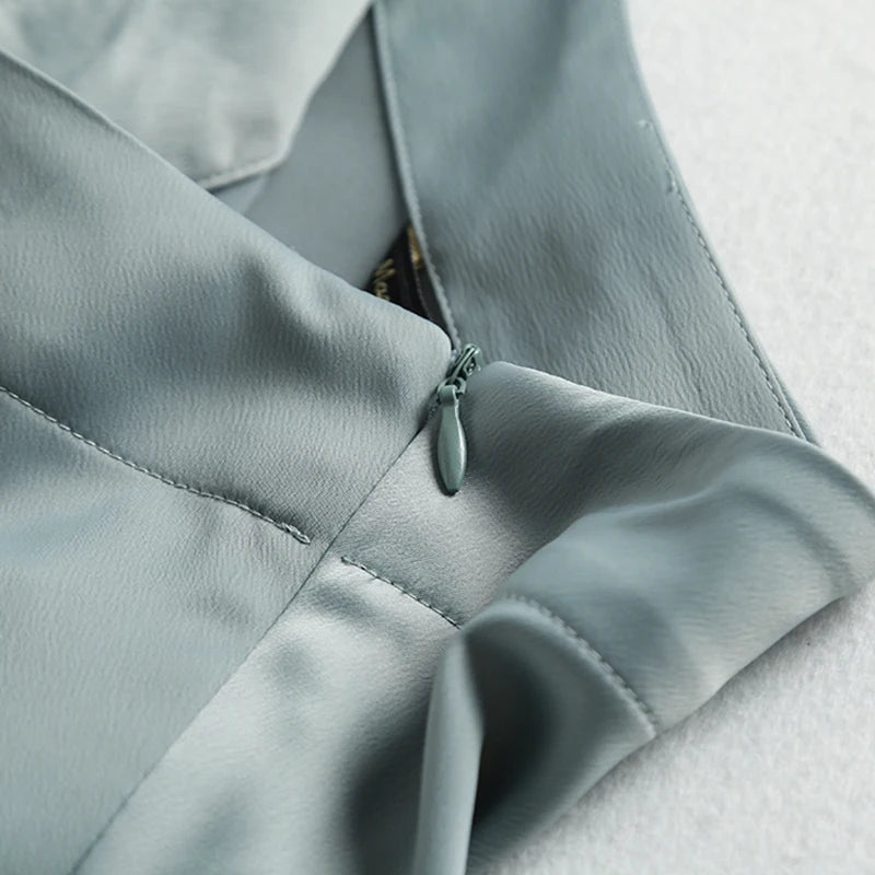 Summer Faldas Mujer Moda Midi Skirts Womens England Office Lady Satin High Waist Simple Elegant Long Skirt Women