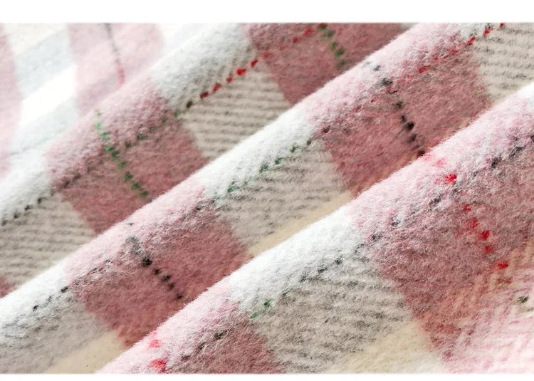 2025 Autumn Winter Elegant Women Skirts Vintage Plaid Woolen Woven High Quality High-waisted Vintage Sweet Female Skirt Woman