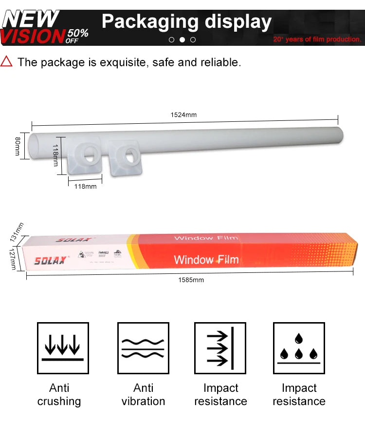 50cmX300cm IR80% UV99% Anti-glare UV Protection High Quality Nano Ceramic Solar Car Window Tint Film