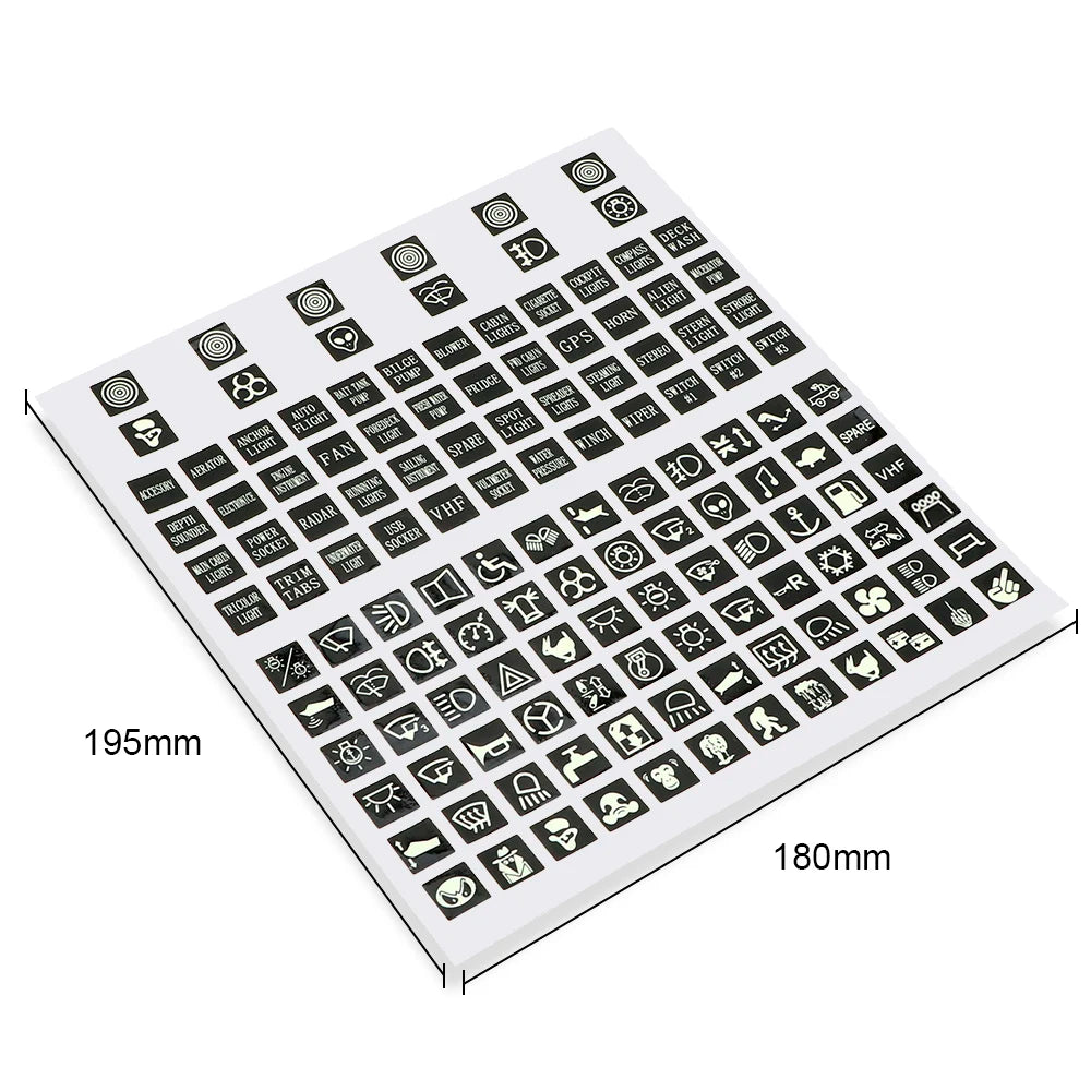Luminous Car Stickers Dashboard Instrument Light Switch Panel Label Film Auto Accessories for Trailer Truck Marine Boat Caravan