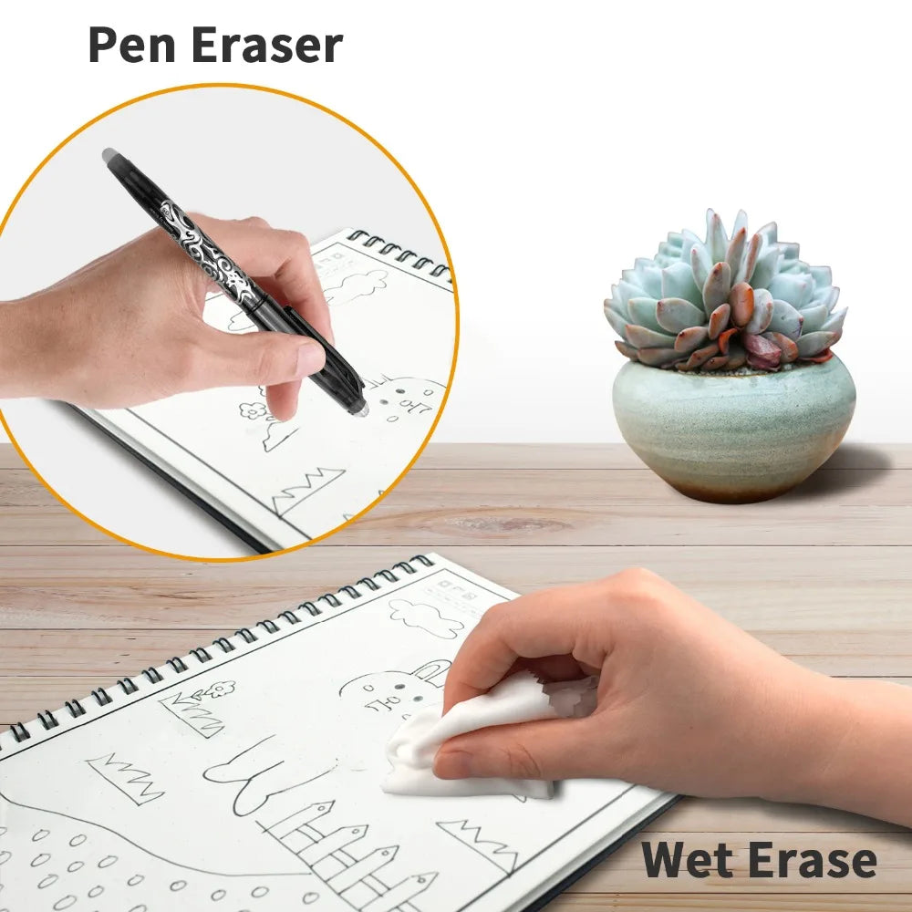 Smart Reusable Notebook – Erasable Lined Journal with Pen for School, Office & Creative Notes