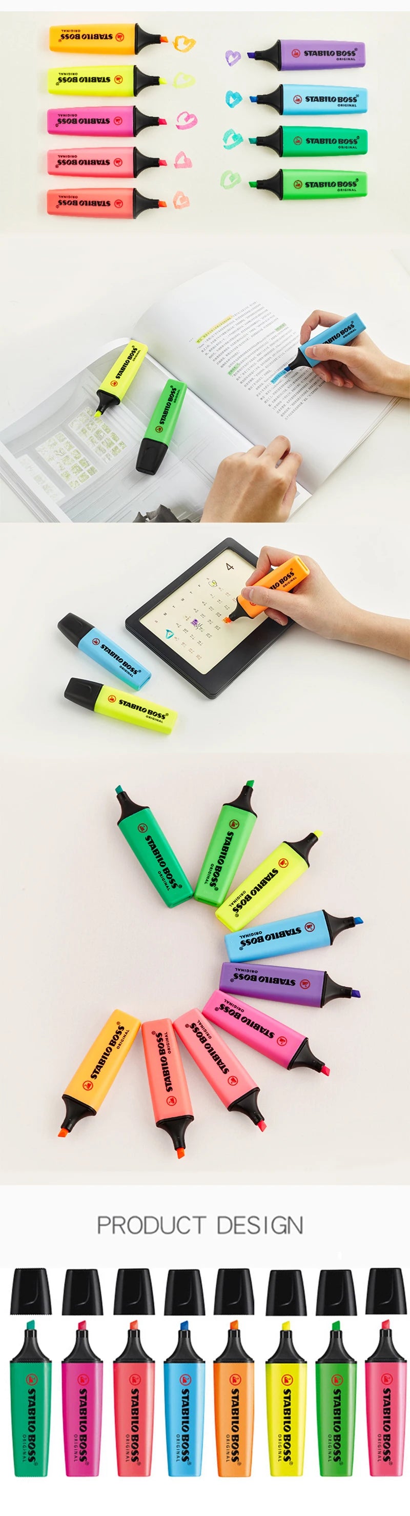German Stabilo 70 Boss Highlighter Candy Color Hand Account Water-based Boss Student Signature Office 9 Colors Available