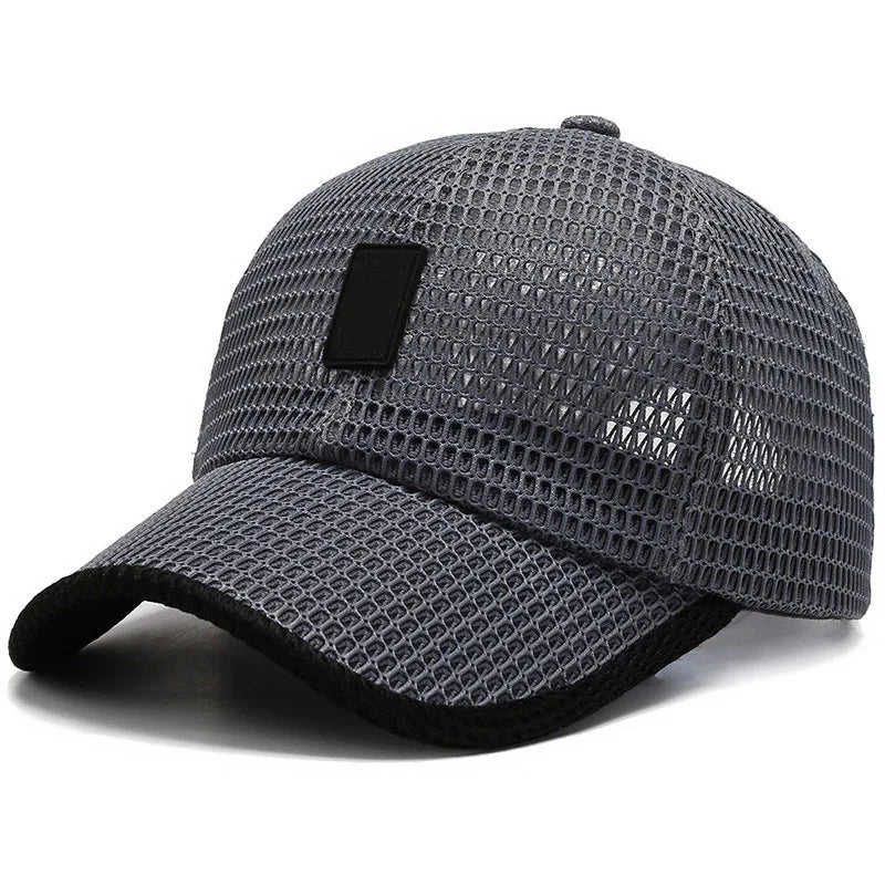 Summer Men Fishing Baseball Cap Casual Breathable Mesh Snapback Hat Man Black Sport Adjustable Sun Hat