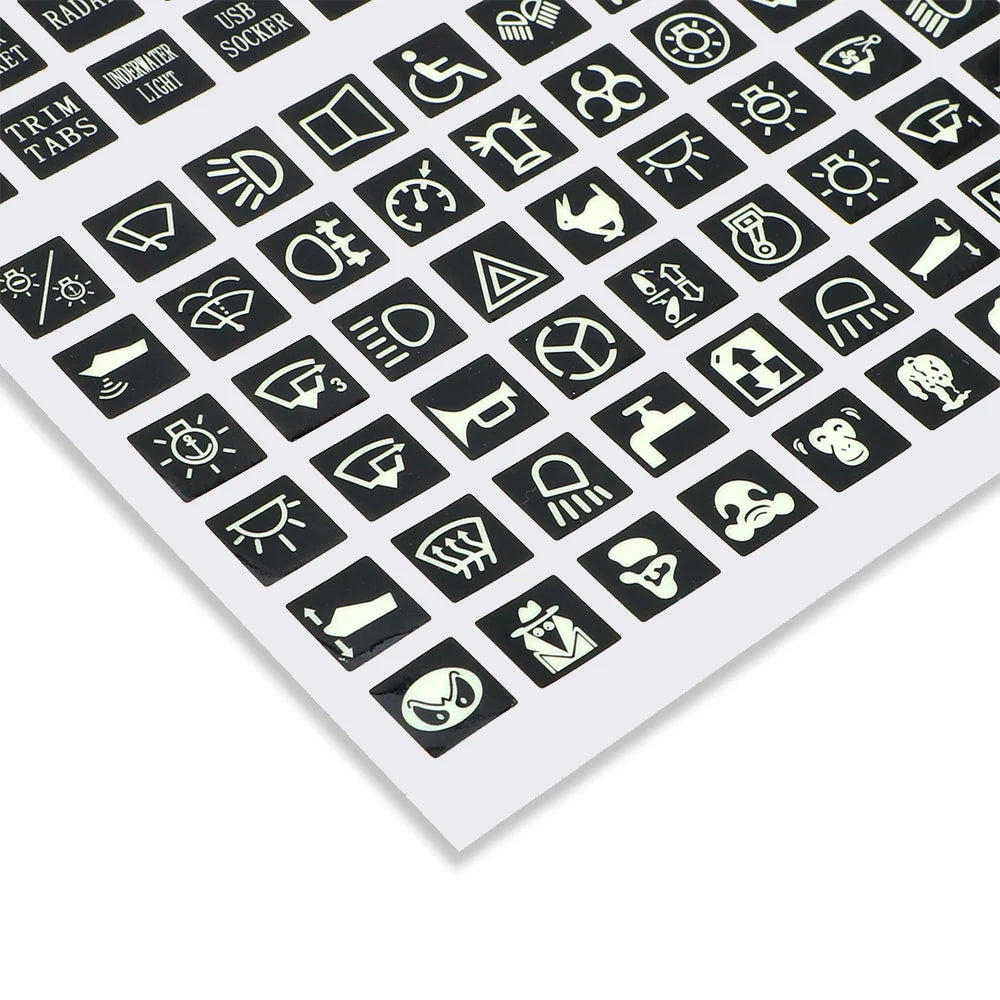 Luminous Car Stickers Dashboard Instrument Light Switch Panel Label Film Auto Accessories for Trailer Truck Marine Boat Caravan