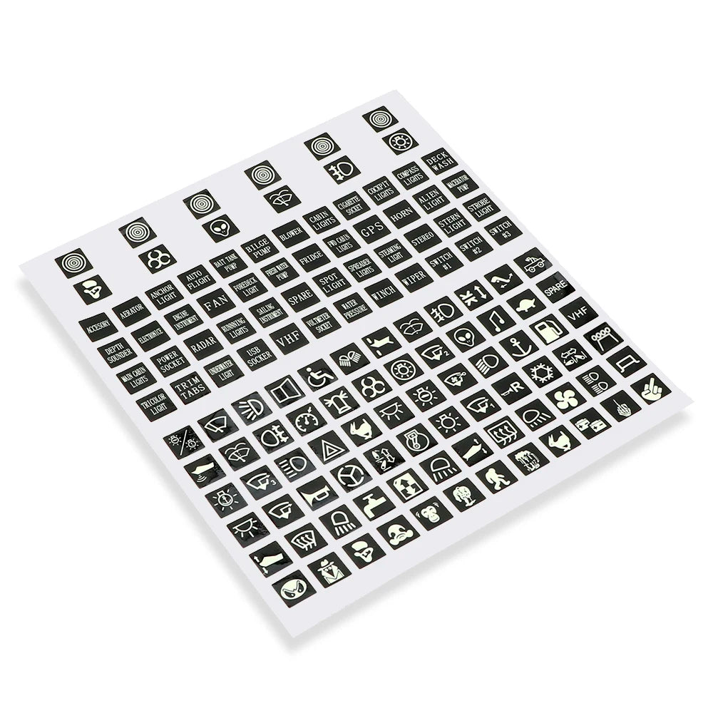 Luminous Car Stickers Dashboard Instrument Light Switch Panel Label Film Auto Accessories for Trailer Truck Marine Boat Caravan