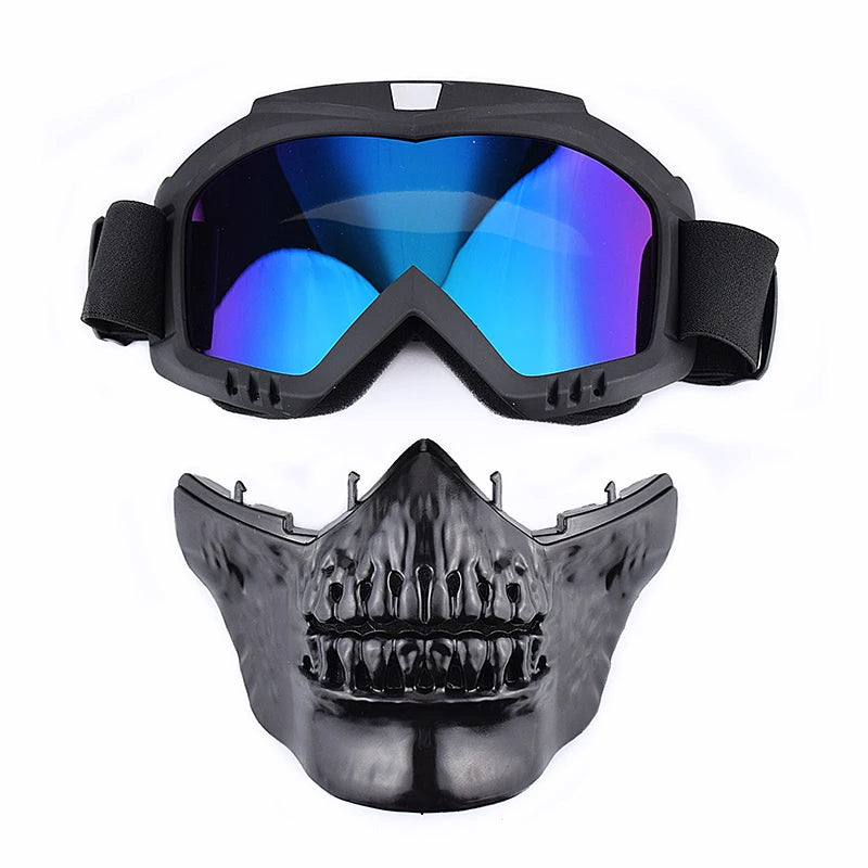 Motorcycle Face Mask Skull Open Face Helmet Mask Anti-UV Dust Helmets Goggles Vintage Mask Men Balaclava Winter Ski Face Shield