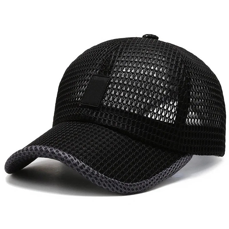 Summer Men Fishing Baseball Cap Casual Breathable Mesh Snapback Hat Man Black Sport Adjustable Sun Hat
