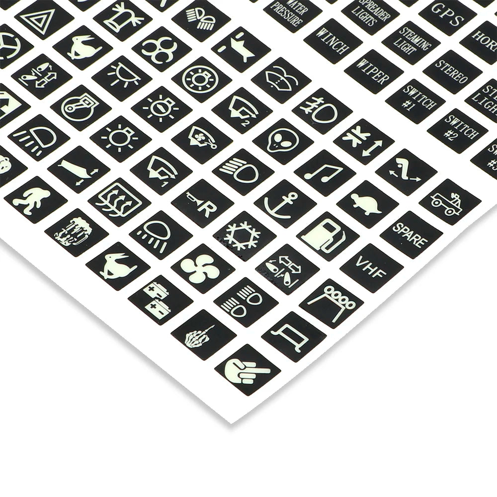 Luminous Car Stickers Dashboard Instrument Light Switch Panel Label Film Auto Accessories for Trailer Truck Marine Boat Caravan