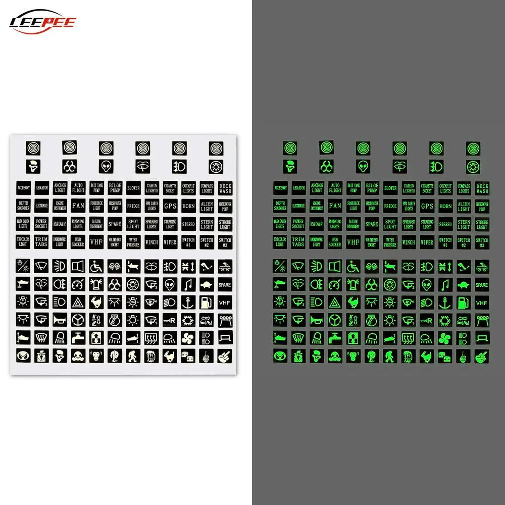 Luminous Car Stickers Dashboard Instrument Light Switch Panel Label Film Auto Accessories for Trailer Truck Marine Boat Caravan