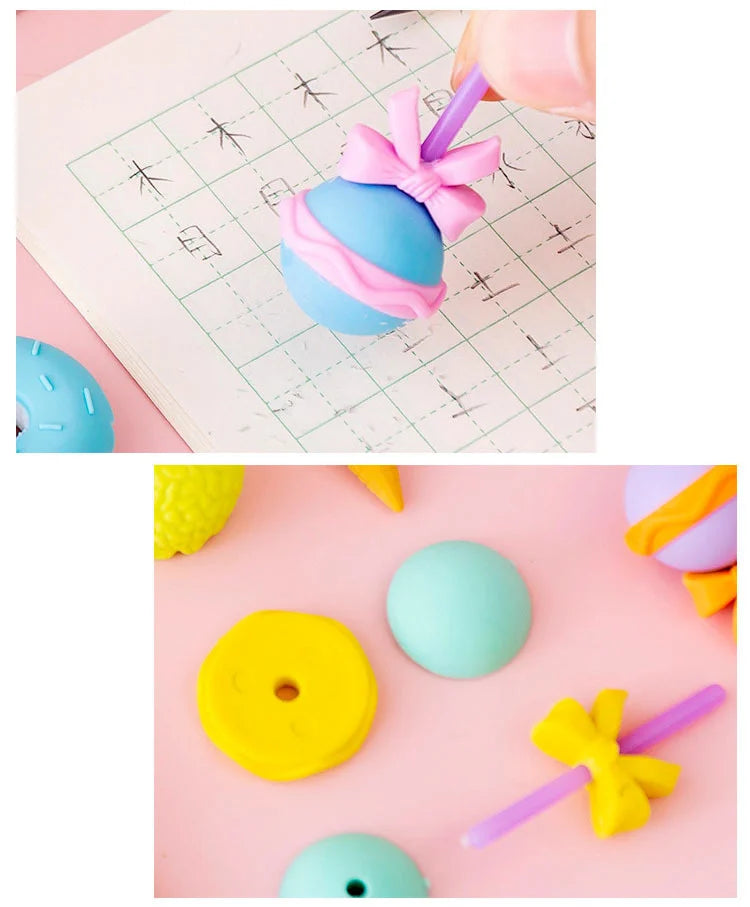 Kawaii Lollipop & Ice Cream Eraser Set – Sweet Cartoon Stationery for Kids, School & Office Supplies