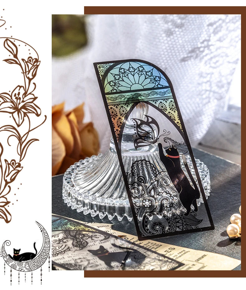 6-Piece Black Cat Bookmark Set – Matte PVC Retro Page Markers for Reading, Journaling & School Supplies