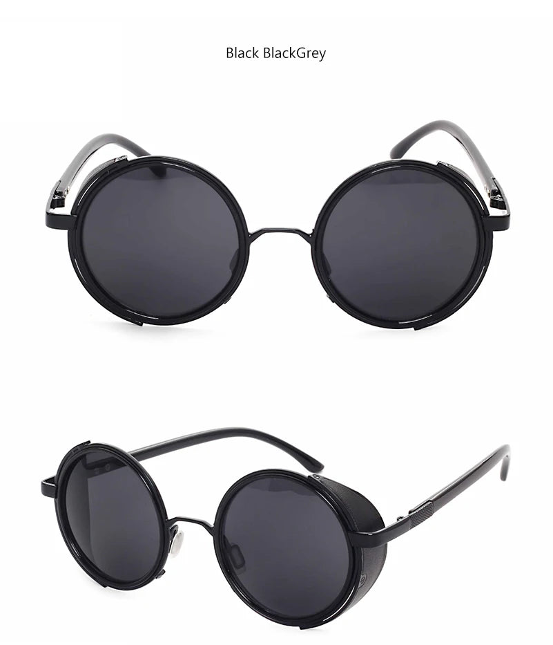 Retro Steampunk Sunglasses Men Women Round Metal Shields Sun Glasses Brand Designer Fashion Eyewear Mirror Lens UV400