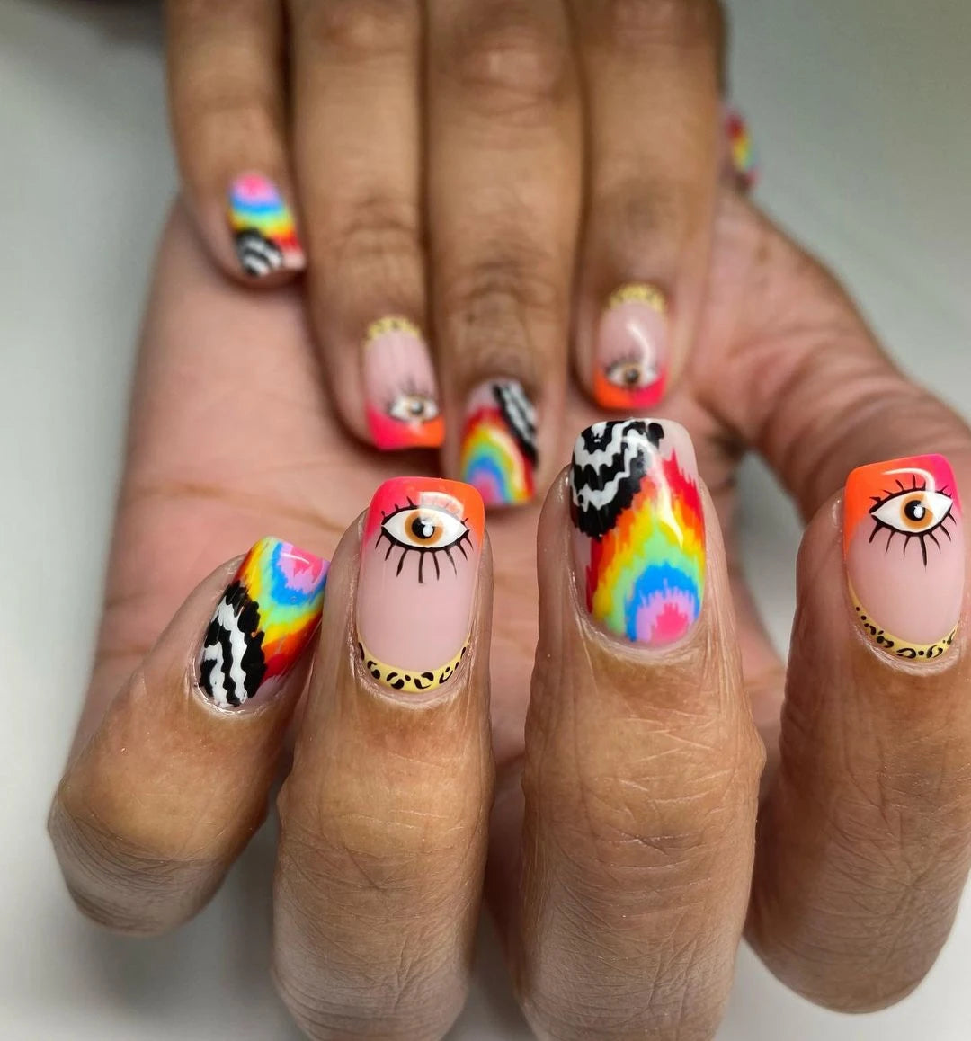 12 patterns Trippy Smile Face Nails Water Decals Mushroom Slider Decals Trippy Nail Art Rainbow Transfer Sticker Decals Eyes