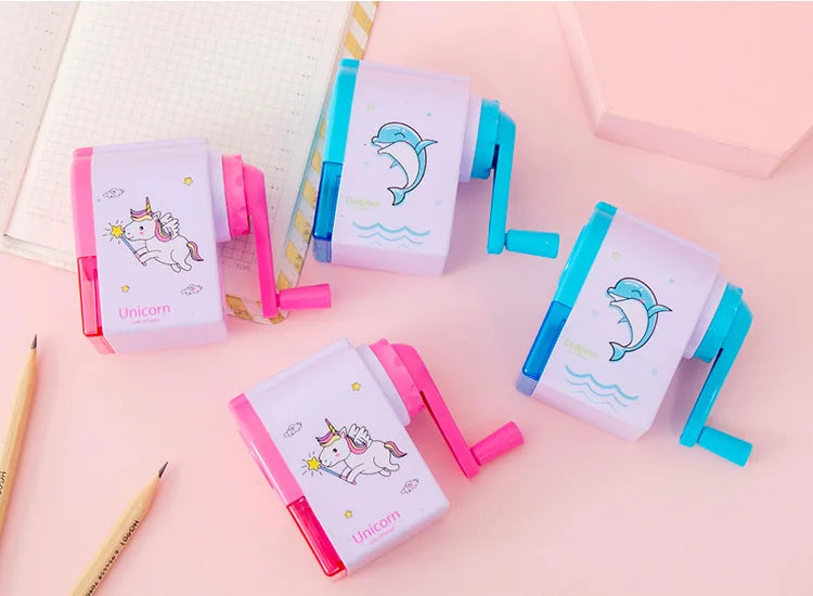 Lytwtw’s Unicorn & Dolphin Mechanical Sharpener – Cute Cartoon Pencil Sharpener for School, Office & Back-to-School Stationery
