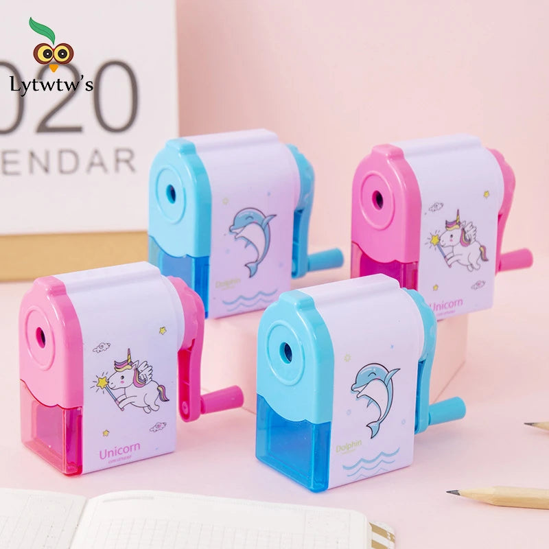 Lytwtw’s Unicorn & Dolphin Mechanical Sharpener – Cute Cartoon Pencil Sharpener for School, Office & Back-to-School Stationery