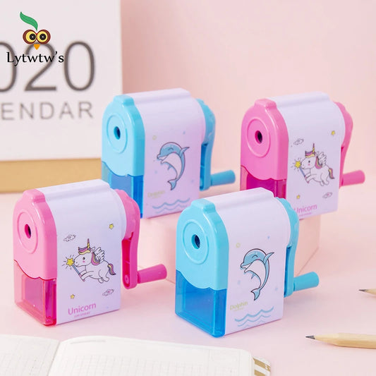 Lytwtw’s Unicorn & Dolphin Mechanical Sharpener – Cute Cartoon Pencil Sharpener for School, Office & Back-to-School Stationery