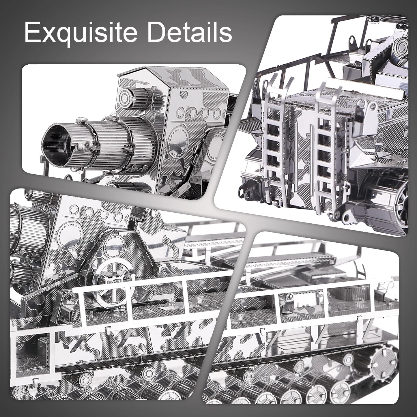 Piececool 3D Metal Puzzle Model Building Kits-Railway Gun DIY Jigsaw Toy Christmas Birthday Gifts for Adults