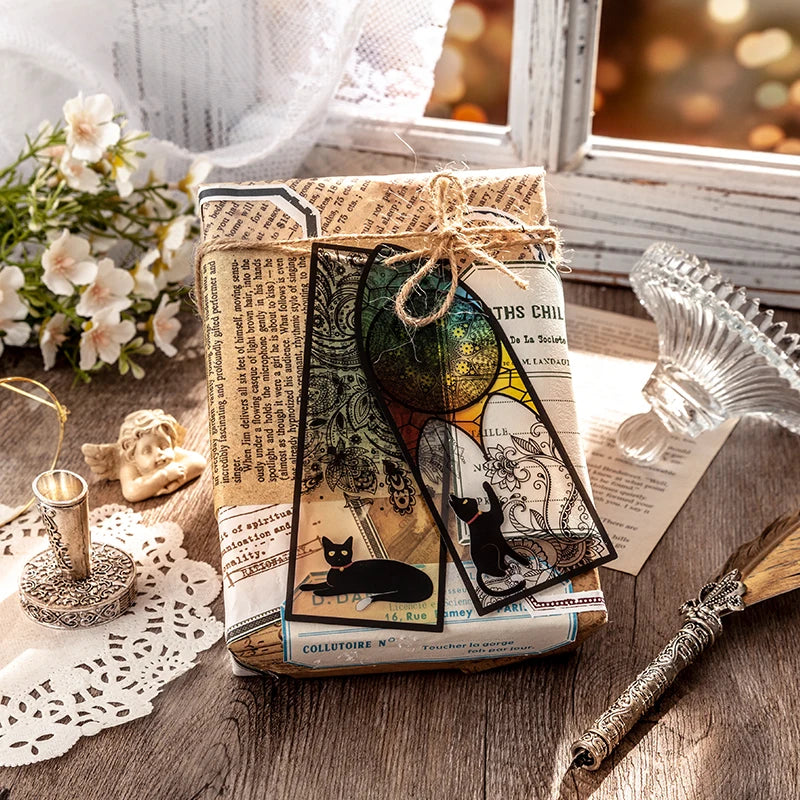 6-Piece Black Cat Bookmark Set – Matte PVC Retro Page Markers for Reading, Journaling & School Supplies