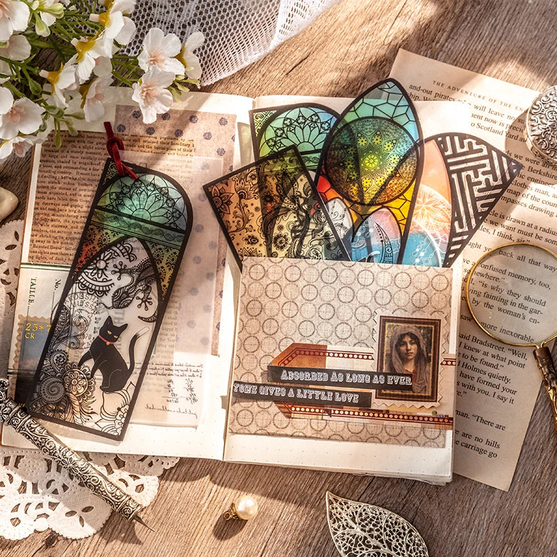 6-Piece Black Cat Bookmark Set – Matte PVC Retro Page Markers for Reading, Journaling & School Supplies