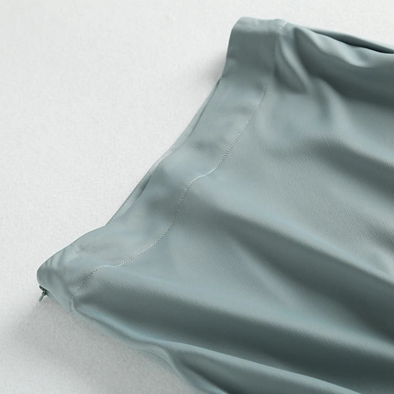 Summer Faldas Mujer Moda Midi Skirts Womens England Office Lady Satin High Waist Simple Elegant Long Skirt Women