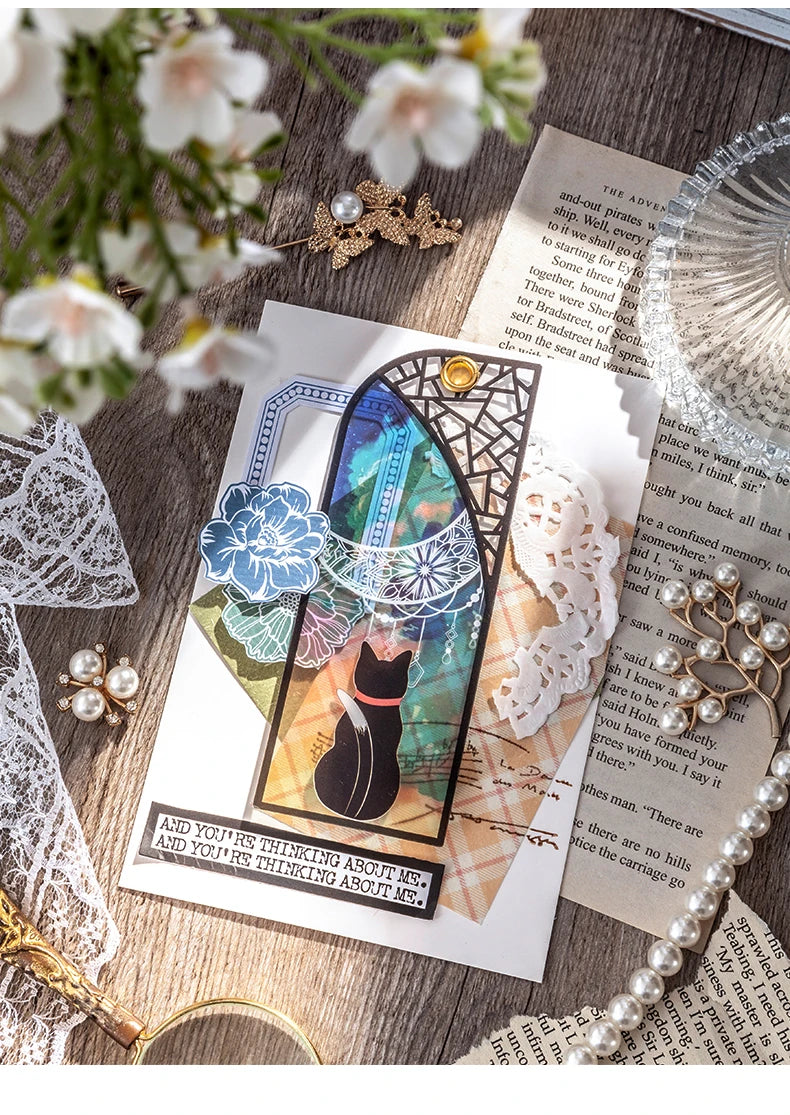 6-Piece Black Cat Bookmark Set – Matte PVC Retro Page Markers for Reading, Journaling & School Supplies