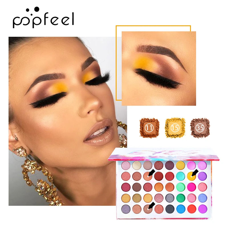 POPFEEL Color Studio Eyeshadow Palette, Highly Pigmented 40 Shades Matte and Shimmers Makeup Palette, Waterproof Blendable