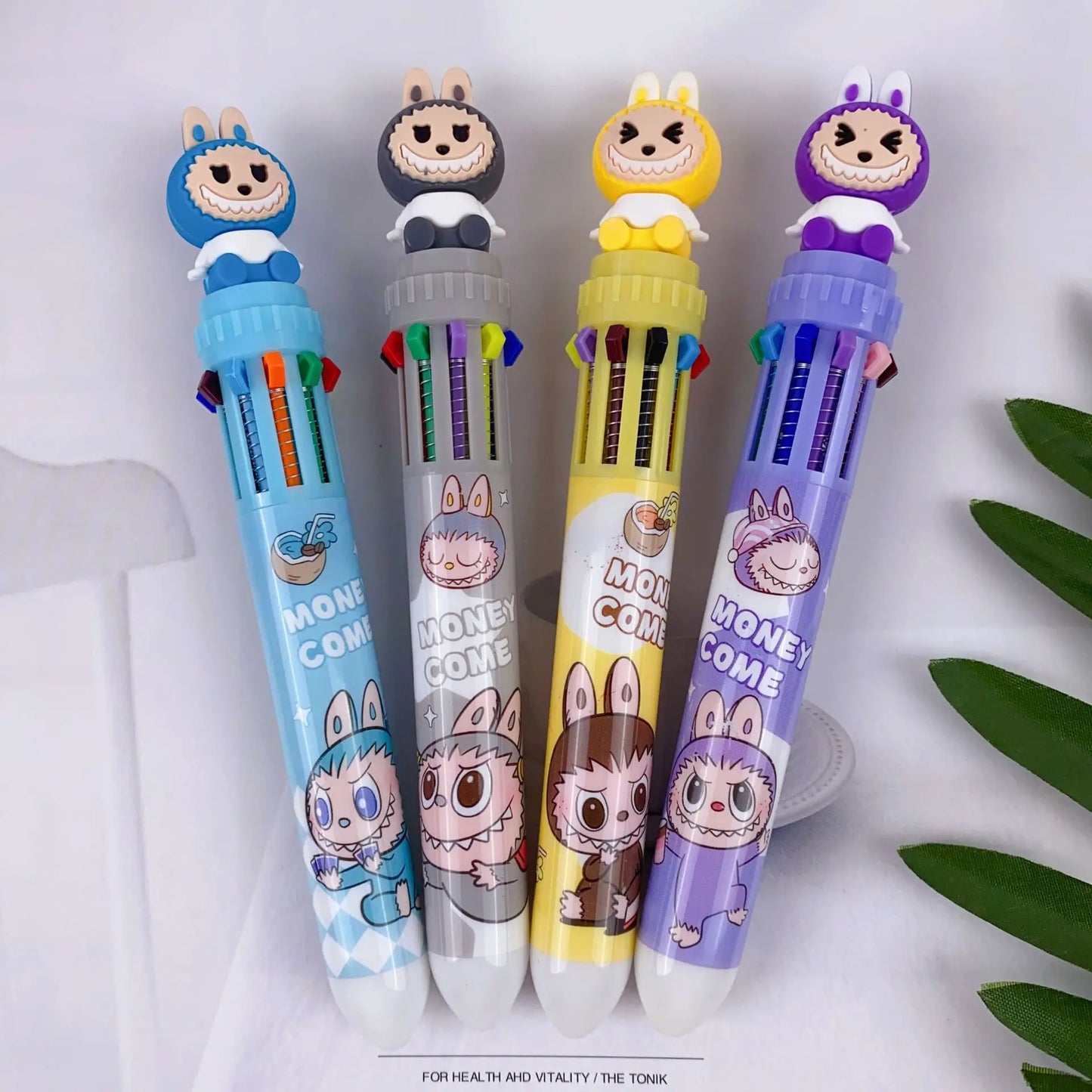 Multicolor Ballpoint Pen 0.7 mm, 10-in-1 Colored Pens 10Point Retractable Cute Cartoon Animal Ballpoint Pens for Office Schools