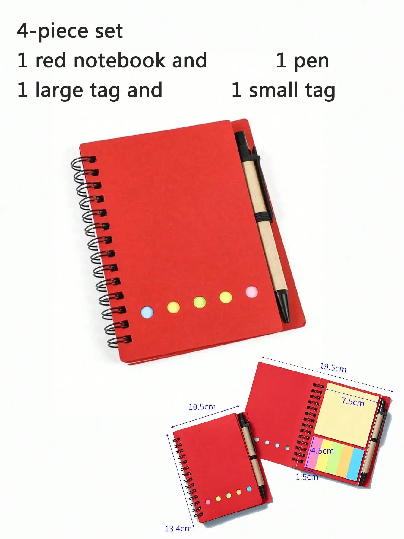 4-Pack Spiral Notebook Set-Pocket Notepad with Pen Loop,Sticky Notes&Index Tabs,4.1x5.3"Brown Paper Cover,Portable Lined Journal