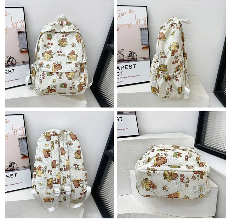 Capybara Campus Buddy – Kawaii Cartoon Laptop Backpack with Room to Spare!