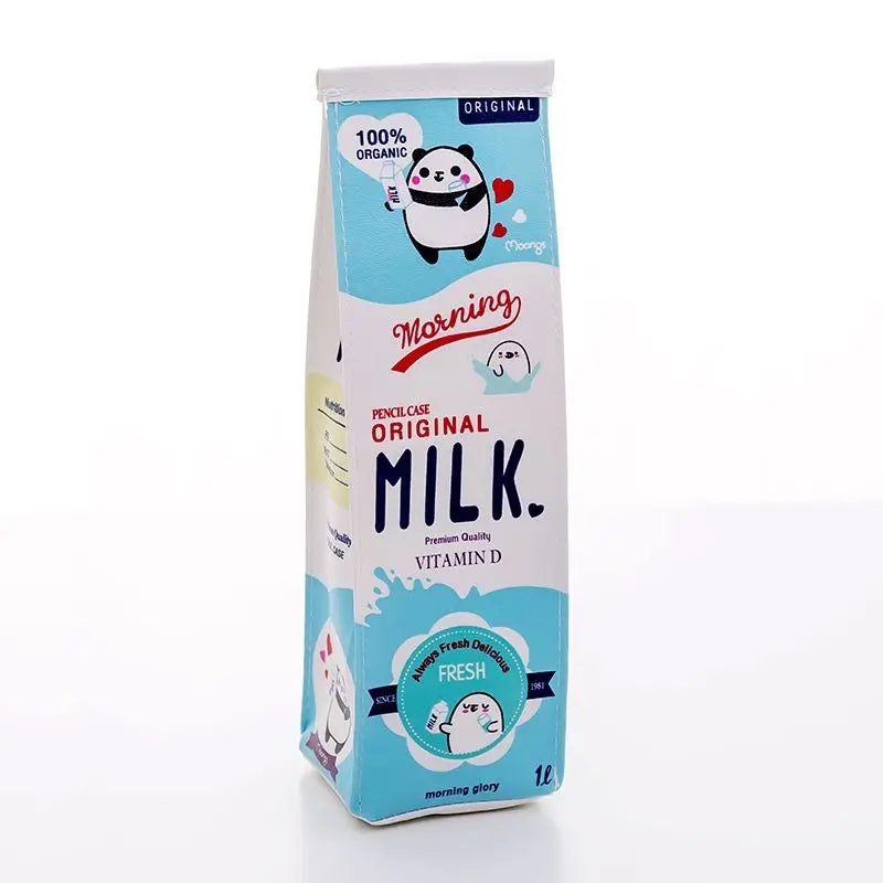 Kawaii Milk Bottle Pencil Case – PU Leather Panda Design for School, Office & Cute Stationery Gifts