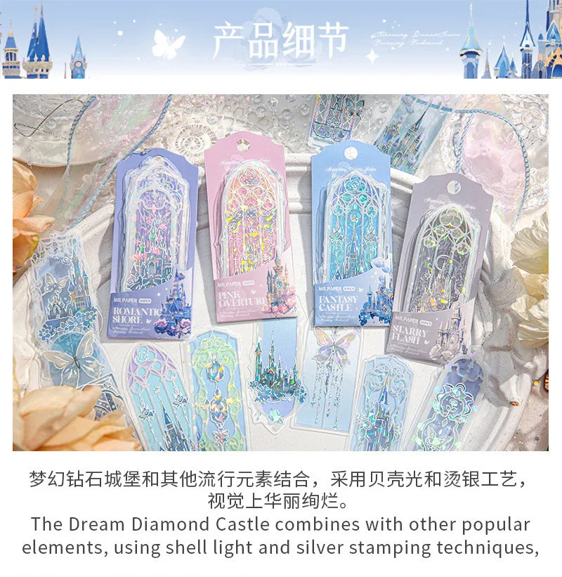 Fluorescent Dream Bookmark Set – 10pcs Kawaii PVC Page Markers & Message Cards for Stationery Lovers