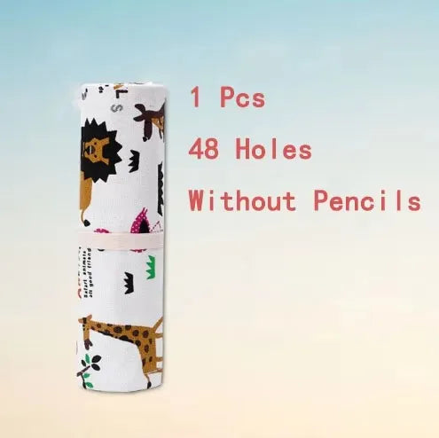 Colorful Canvas Pencil Roll – 12 to 72 Slot Organizer for Students, Artists & School Supplies