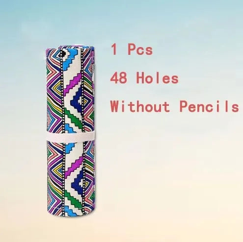 Colorful Canvas Pencil Roll – 12 to 72 Slot Organizer for Students, Artists & School Supplies