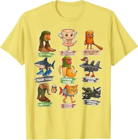 Italian Brainrot Meme Funny All Brainrot Animals Humor T-Shirt Cute Y2k Design Graphic Outfit boys fashion Novelty Gift