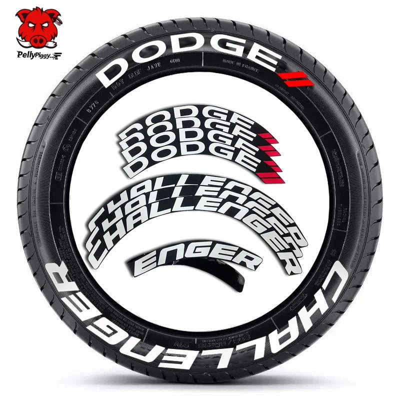 8pcs Car Tire Decals Car Tuning Universal 3D Permanent PVC Conjoined Letter Decals kit