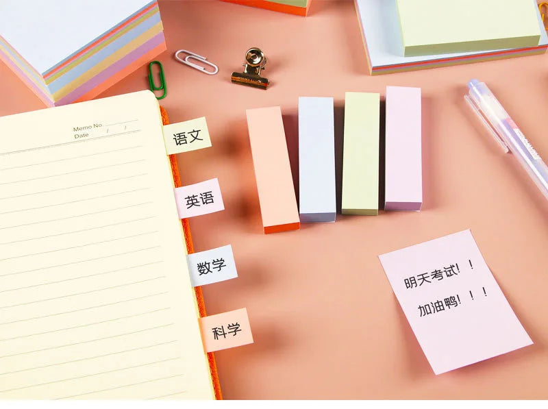 Morandi Sticky Notes Pastel Colored Memo Pads Index Tabs for Students School Office Stationery Removable Adhesive Notes