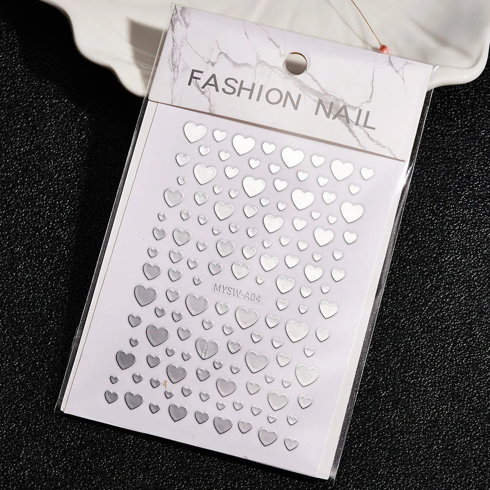 Glitter Flame Nail Art Set – Self-Adhesive Silver Stickers with Butterfly Foil for Manicure Magic