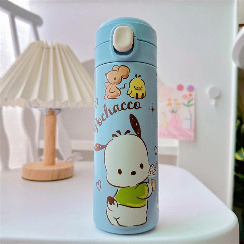 MINISO 420ML Cartoon Thermos – Cute Stainless Steel Water Bottle for Students, Girls & Kawaii Stationery Fans