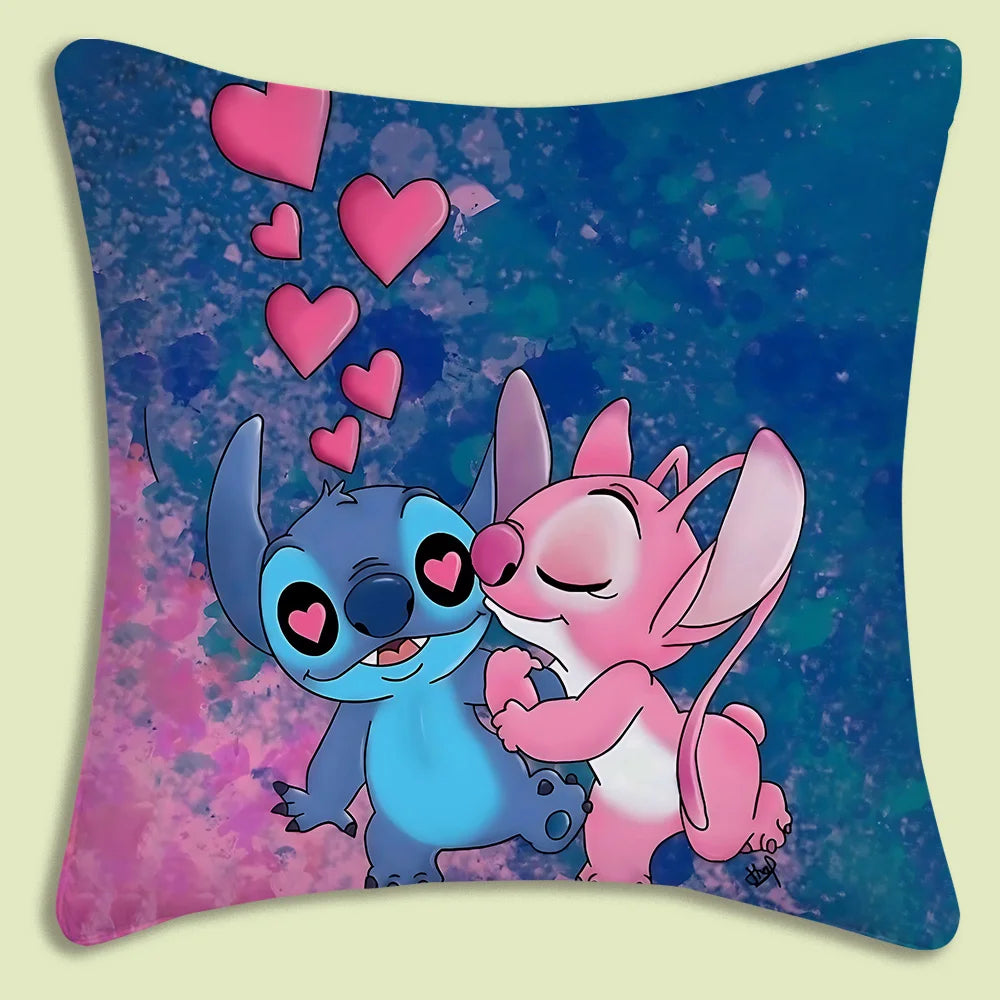 Cute Stitch Pillow Covers Cartoon Sofa Decorative Home Double-sided Printing Short Plush Cute Cushion Cover
