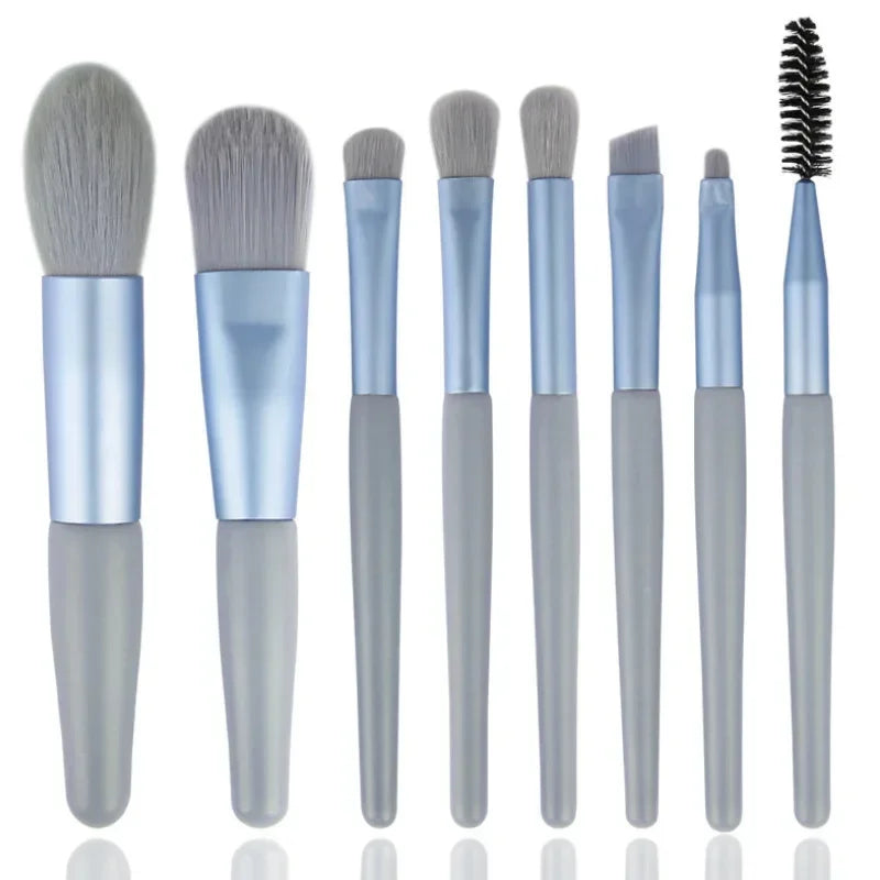 8Pcs Soft Bristle Makeup Brush Set - Portable Beginner-Friendly Tools for Eyeshadow/Blush/Lip/Lash Comb-Handled Travel Gift Set