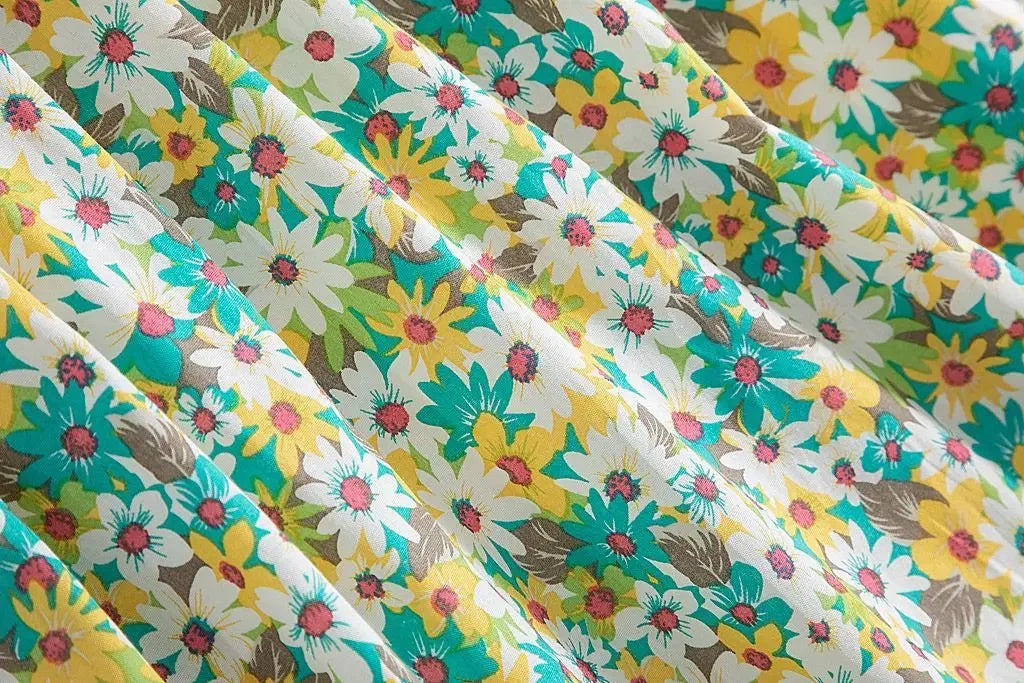 Fragmented Blossom Skirt Women's New Summer Art High Waist Chiffon A-line Oil Painting Small Daisy  Lady Large Swing  Skirt