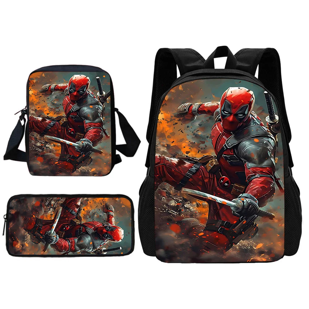 Deadpool Hero Pack – Bold Cartoon Backpack Set for Kids Who Love Action!