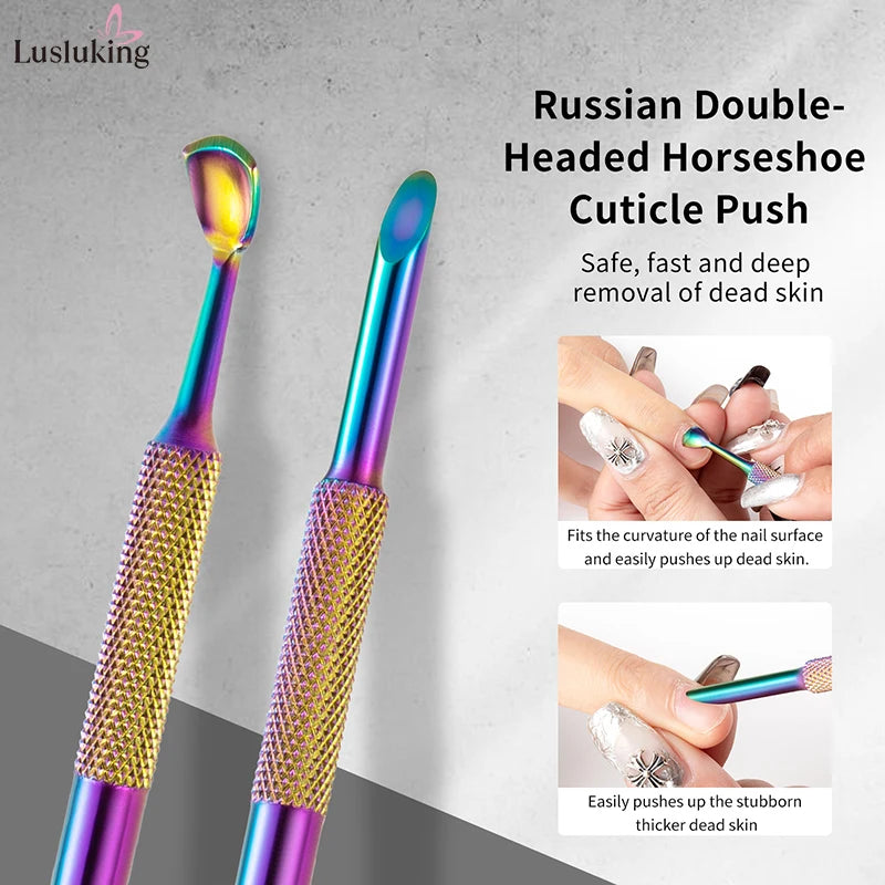 Nail Polish Prep Kit – Stainless Cuticle Pusher + Glitter Sandpaper for Easy Gel Removal