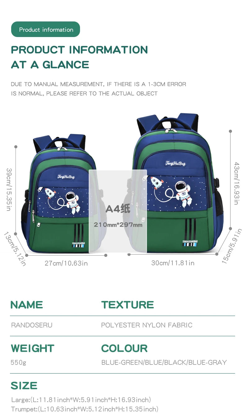 AstroPack School Backpack – Waterproof Laptop Bag for Boys Ages 6–12, Grades 1–6